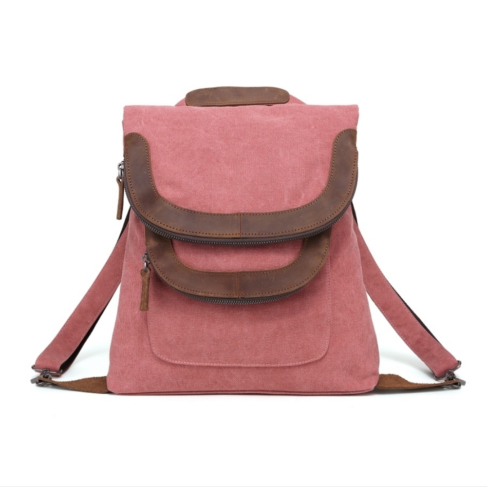 ACACIA Dusty Pink Convertible Canvas Leather Shoulder Back Bag EUC